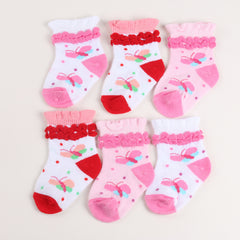 6 Pairs Baby Girls Lace Crew Socks Jacquard Infant Newborn Socks
