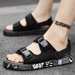 Men's Open Toe Graphic Print Sandals Non Slip Comfortable Beach Shoes Summer