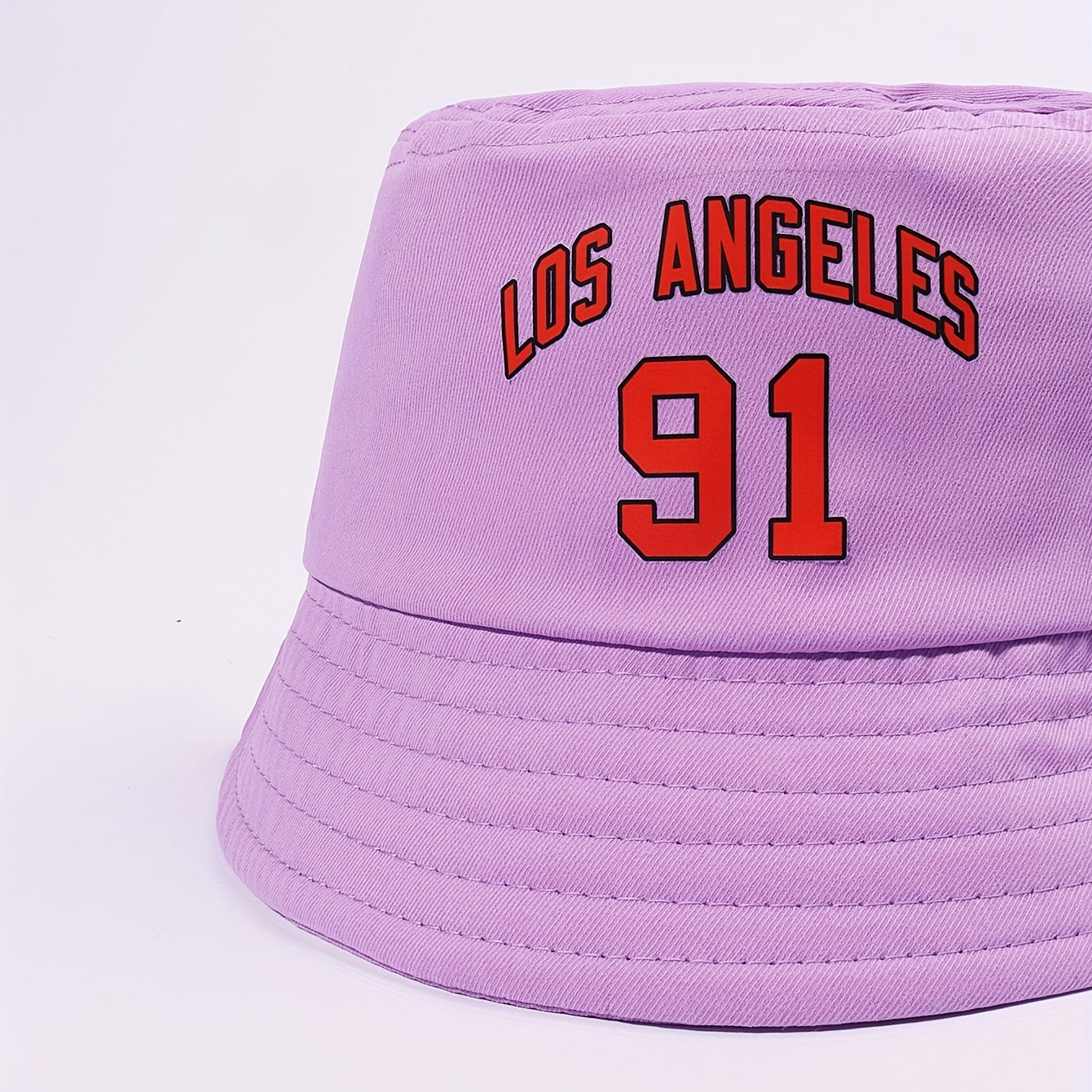 LOS ANGELES 91 Purple Bucket Hat Lightweight Sunscreen Fisherman Cap