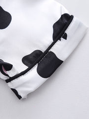 Kid's Cow Pattern Satin Pajamas 2pcs Set Toddler Girl's Loungewear