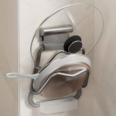 Wall Mounted Pot Lid Holder with Drip Tray