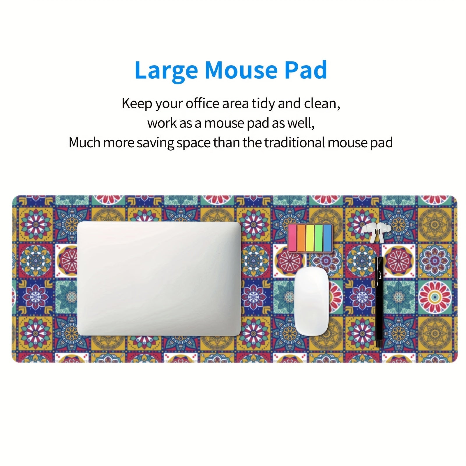 Bohemian Paisley Printed Rectangle Mouse Pad Textured Custom Mouse Mat