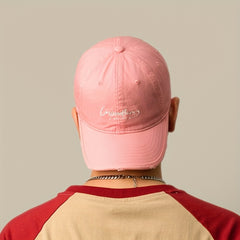 Distressed Peaked Cap Sunshade Outdoor Soft Top Washed Embroidery Curved Brim