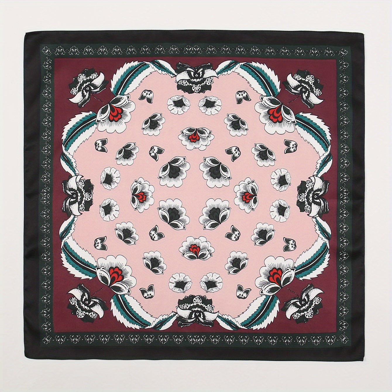 Boho Flower Print Square Scarf Vintage Bandana Women Casual Head Wrap