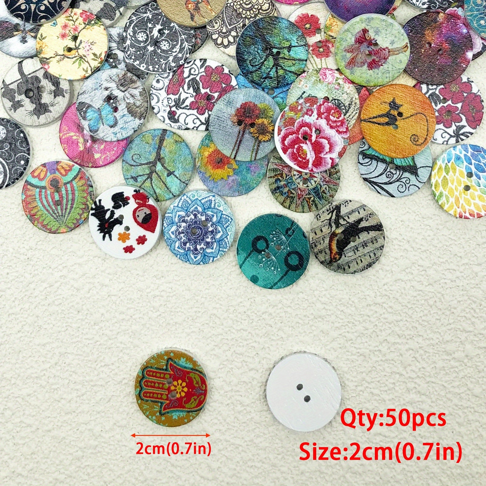 50pcs 1 Wood Craft Buttons Vintage Bulk Wooden Buttons for Sewing Supplies