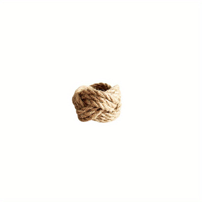 4pcs Linen Napkin Ring Handwoven Straw Western Restaurant Home Decor