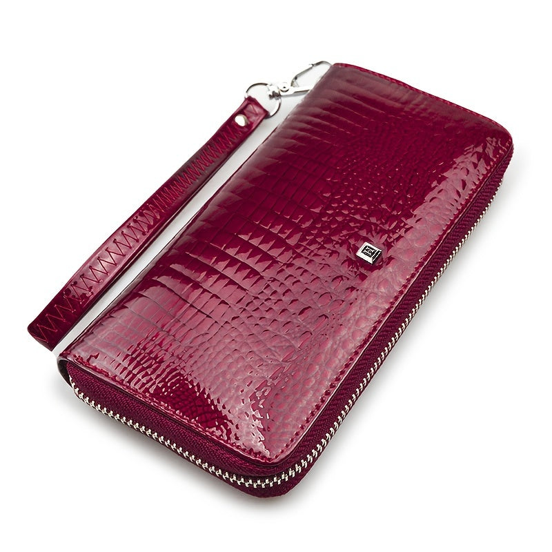 Crocodile Pattern Leather Wallet Wristband Bag Women's Coin Purse