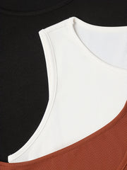3 Pack Plus Size Basic Tank Top Women's Plus Ribbed Plain Round Neck