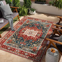Bohemian Living Room Carpet Ethnic Style Vintage High Density Carpet