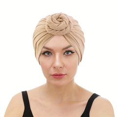 Khaki Twist Knot Turban Cap Lightweight Head Wrap Beanie