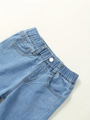 Girls Letter Print Skinny Jeans Stretchy Slim Fit Denim Pants