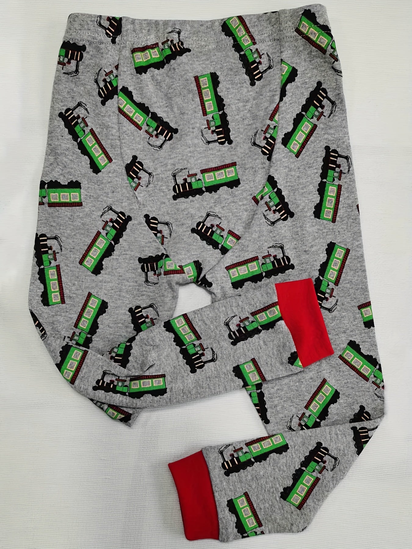 Boys Train Print Lounge Set, Long Sleeve Top & Elastic Waist Trousers