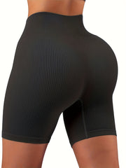 High Waist Yoga Shorts Butt Lifting Ribbed Workout Activewear