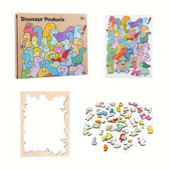 Colorful Dinosaur Traffic Puzzle Wooden Toy Enhances Recognition & Motor Skills
