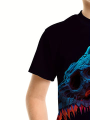 Dragon Skull 3D Print Boys Tee Short Sleeve Crew Neck T-shirt Kids Outdoor