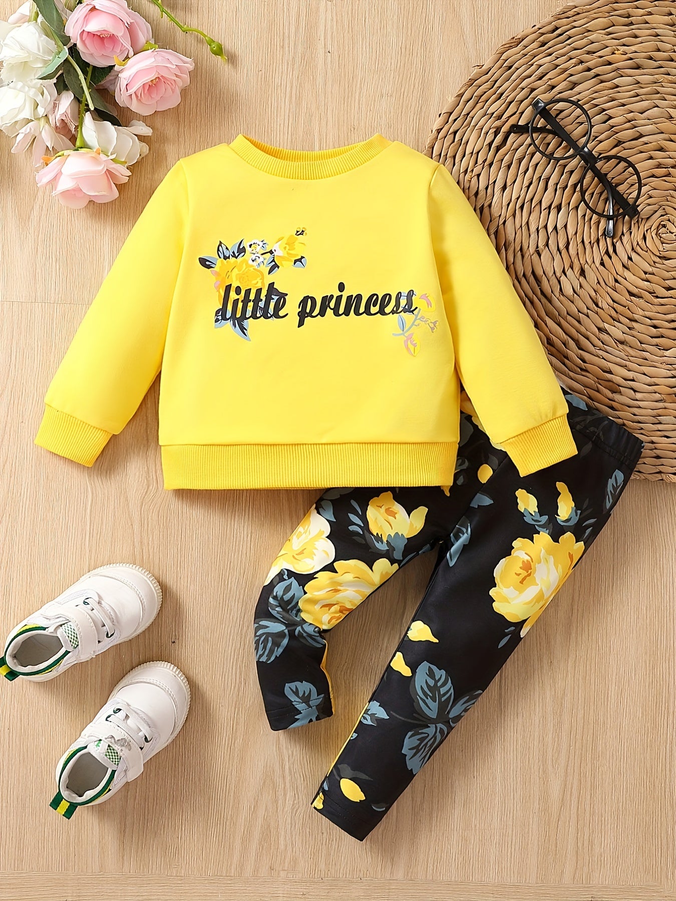 Baby Girls Little Princess Sweatshirt Floral Pants Set