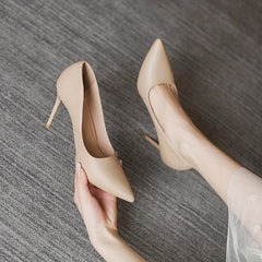 Solid Stiletto Heels Point Toe Pumps Comfy Work Shoes