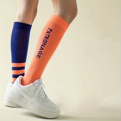 10 Pairs Letter Print Calf Socks Sports Knee High Socks Women's Stockings