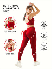 2pc Backless Sports Bra & Wide Waistband Leggings Set