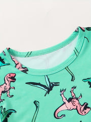Boys Cartoon Dinos Print Tee & Shorts Set, Summer Kids Outfit