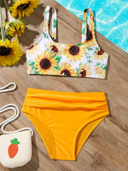 2pcs Sunflower Bikini Swimsuit Set for Girls