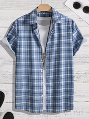 Men's Plaid Hawaiian Shirt Short Sleeve