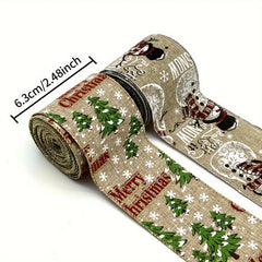 4 57 Meter Christmas Snowman Snowflake Wired Ribbon - Tree Decorations
