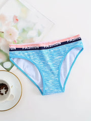 6pcs Letter Print Briefs Stretchy Intimates Panties Women's Lingerie