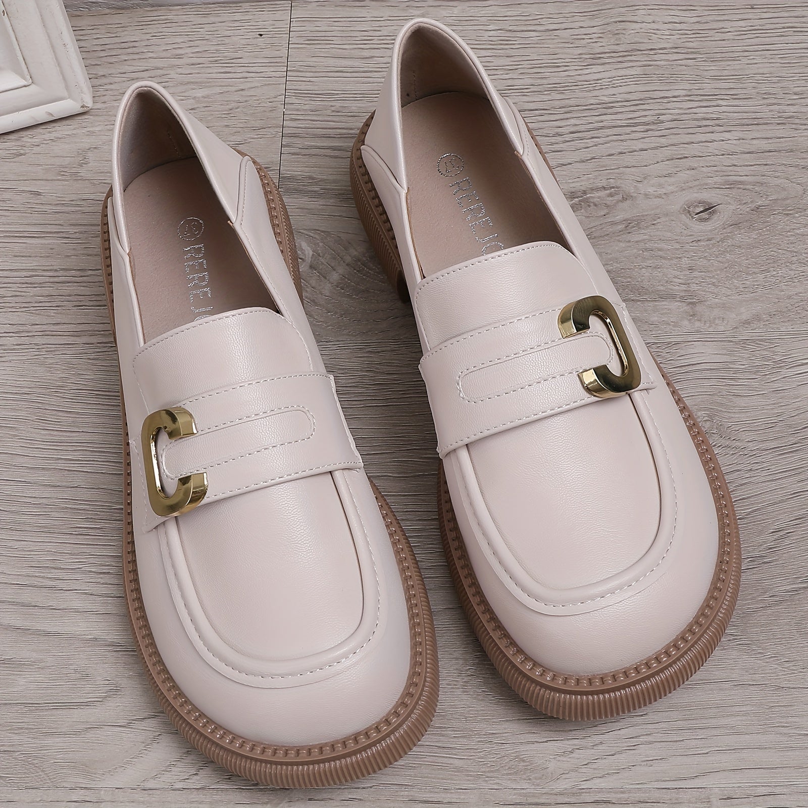 Women's Letter Chunky Heel Loafers Stylish Outdoor Shoes