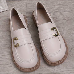 Women's Letter Chunky Heel Loafers Stylish Outdoor Shoes