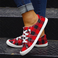 Women's Plaid Pattern Sneakers Flat Canvas Shoes