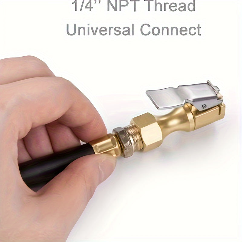 Copper Tire Inflation Clip Auto Barometer Pump Nozzle Tire Pressure Gauge