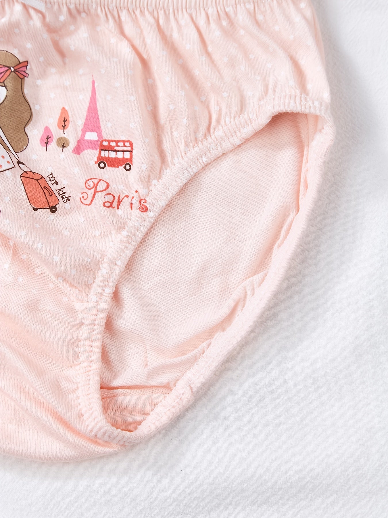 5pcs Girls Cartoon Travel Graphic Shortie Brief Underwear Set