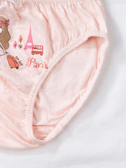 5pcs Girls Cartoon Travel Graphic Shortie Brief Underwear Set