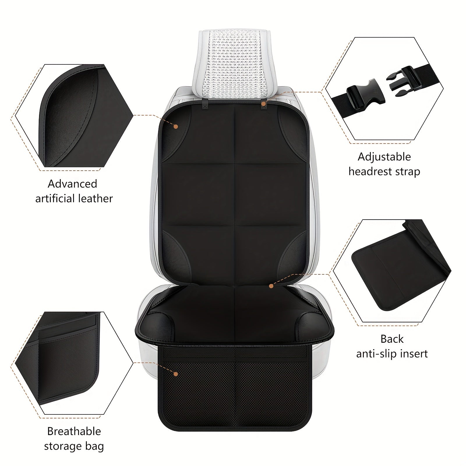 2pcs Car Seat Protectors With Thickened Pad And Non Slip Back Liner