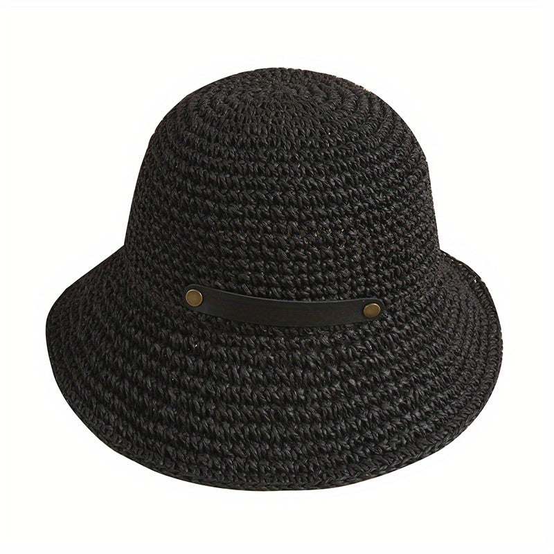 Boho Flower Crochet Ruffle Bucket Hat Lightweight Breathable Sun Foldabl