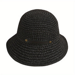 Boho Flower Crochet Ruffle Bucket Hat Lightweight Breathable Sun Foldabl