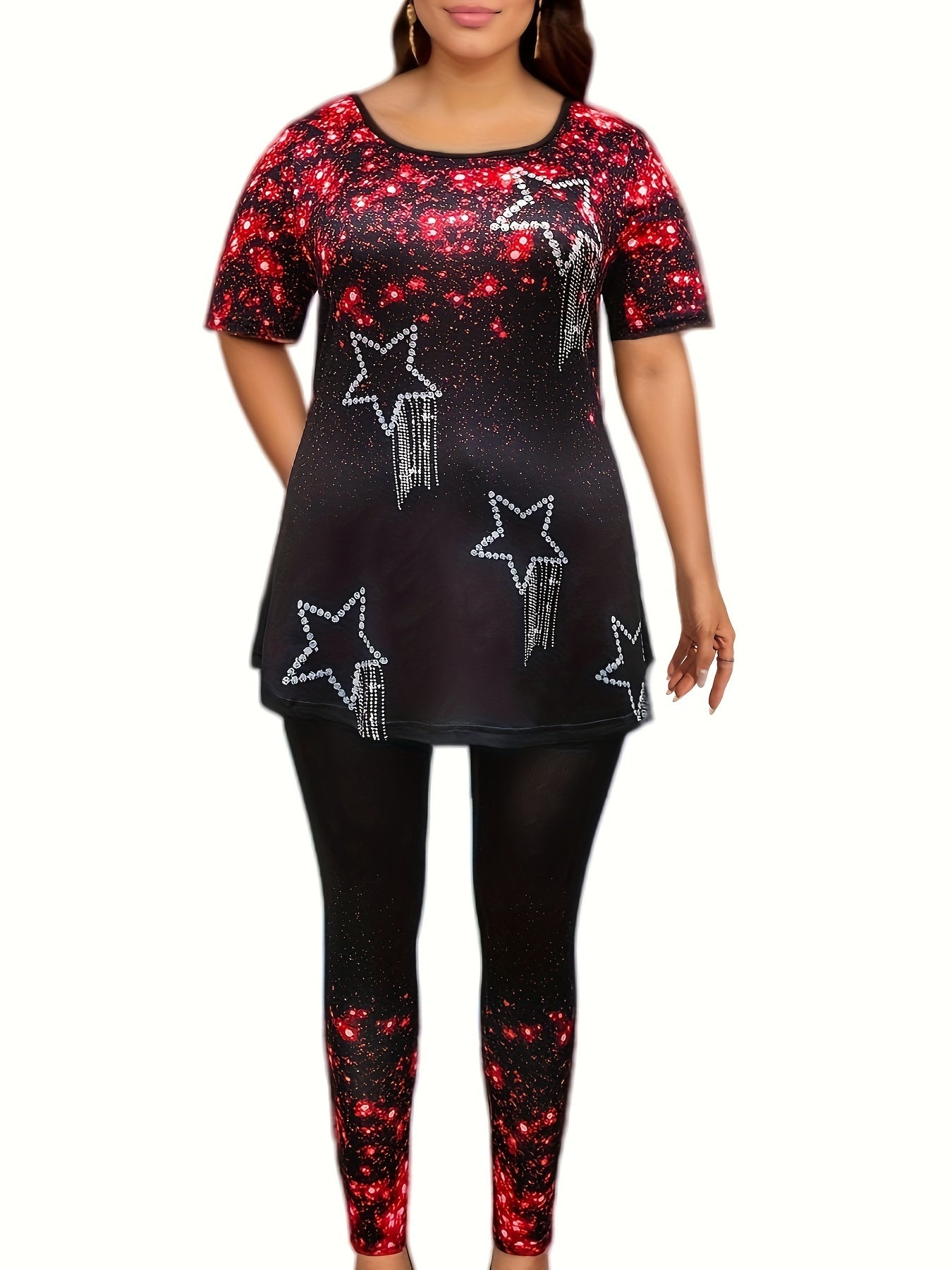 Glitter Star Print Tee & Leggings Lounge Set