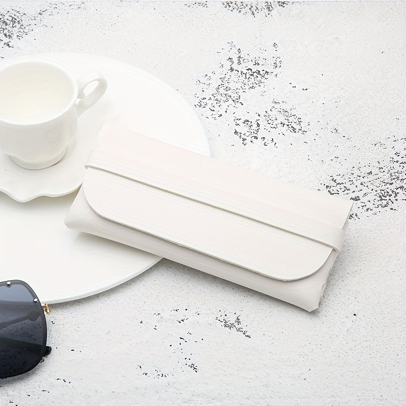 Soft PU Leather Glasses Bag Portable Container Minimalist Flap Case