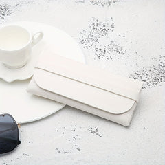 Soft PU Leather Glasses Bag Portable Container Minimalist Flap Case