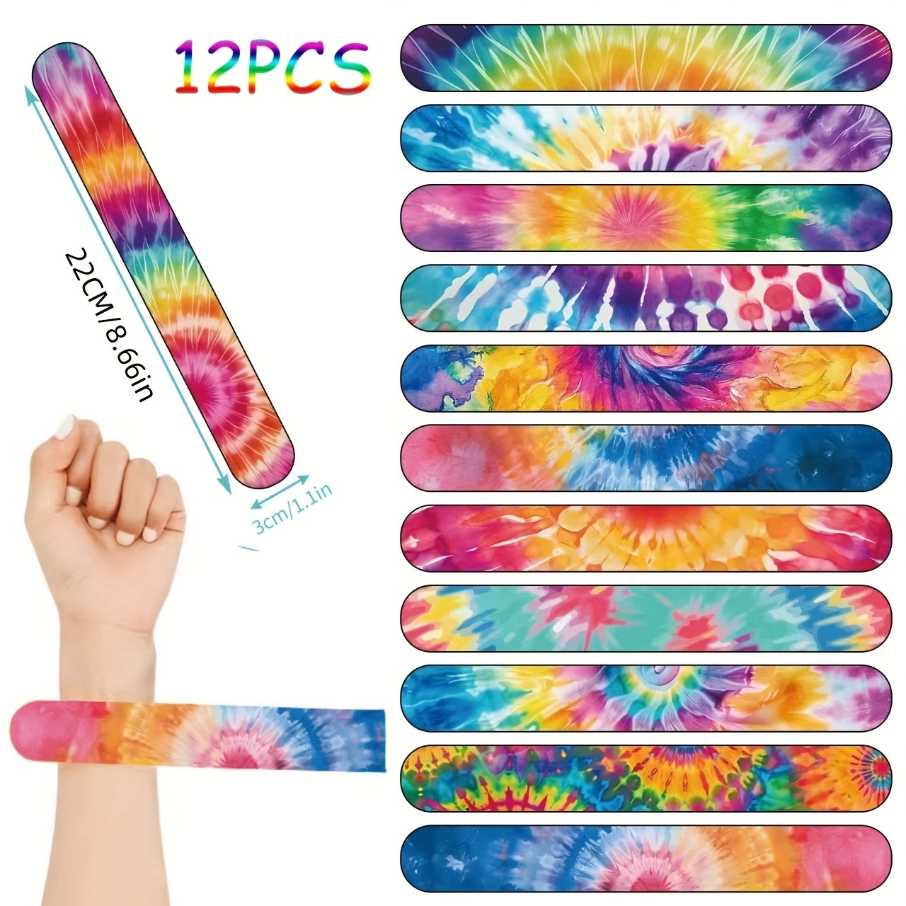 12pcs Tie Dye Wristbands Colorful Tie Dye Party Favors