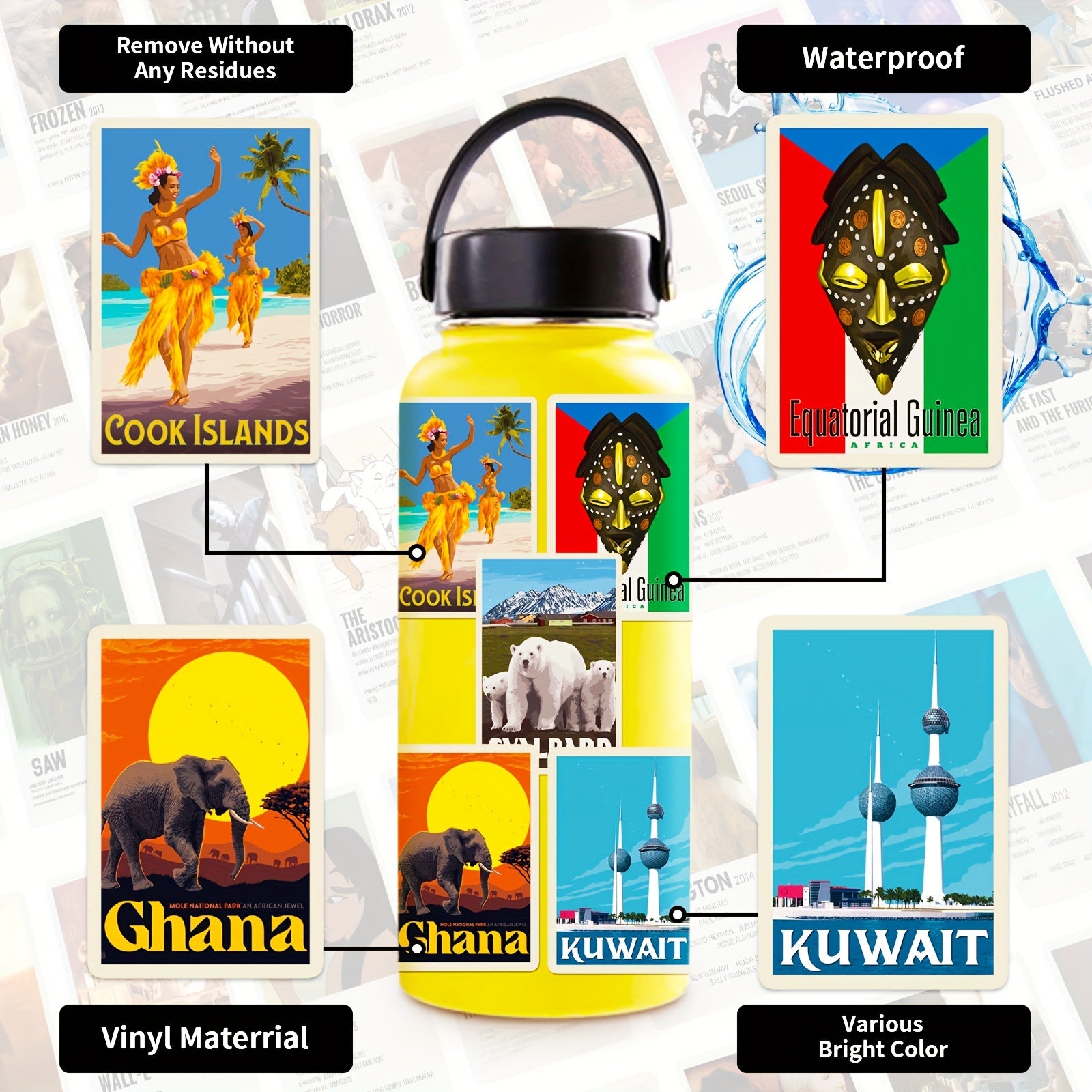 100pcs World Landmark Graffiti Stickers Waterproof DIY Decorative Stickers