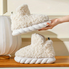 Women's Fuzzy Slippers High Round Toe Non slip Fluffy Warm Shoes