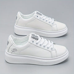 Women's Rose Pattern Skate Shoes Lace Up Thick Sole Flat Shoes