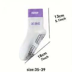 2 in 1 Letter Graphic Yoga Socks - Cozy & Breathable Mid-Tube Socks