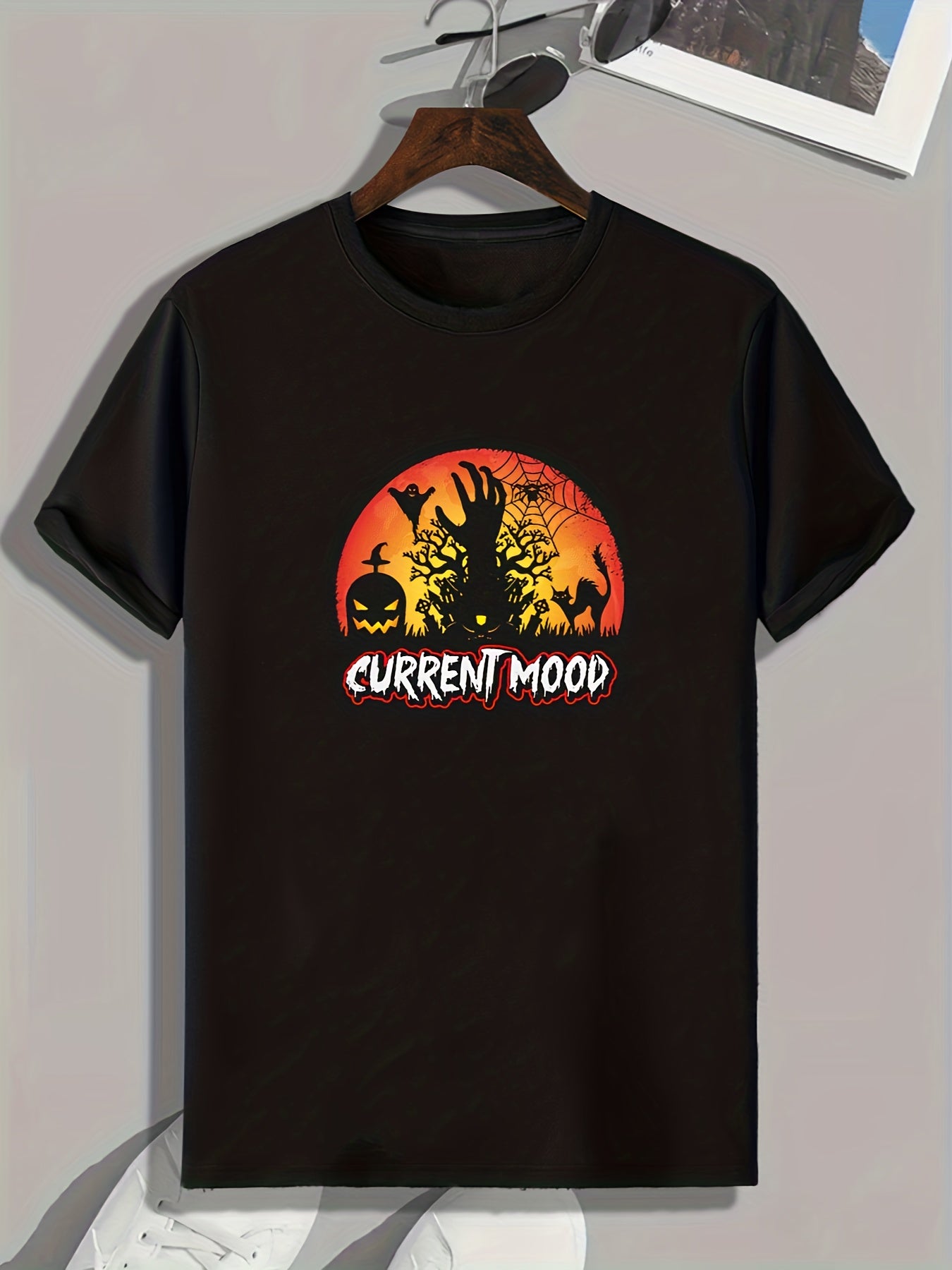 Halloween Print Men's Sports T-shirt for Fitness Activities