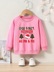 Toddler Kids Christmas Cartoon & Letter Print Sweatshirt Top