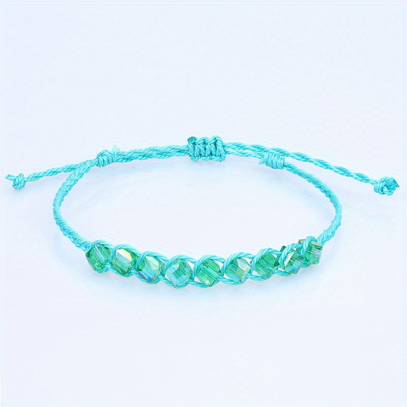 Crystal Charm Friendship Bracelet Hand Woven Rope for Friends
