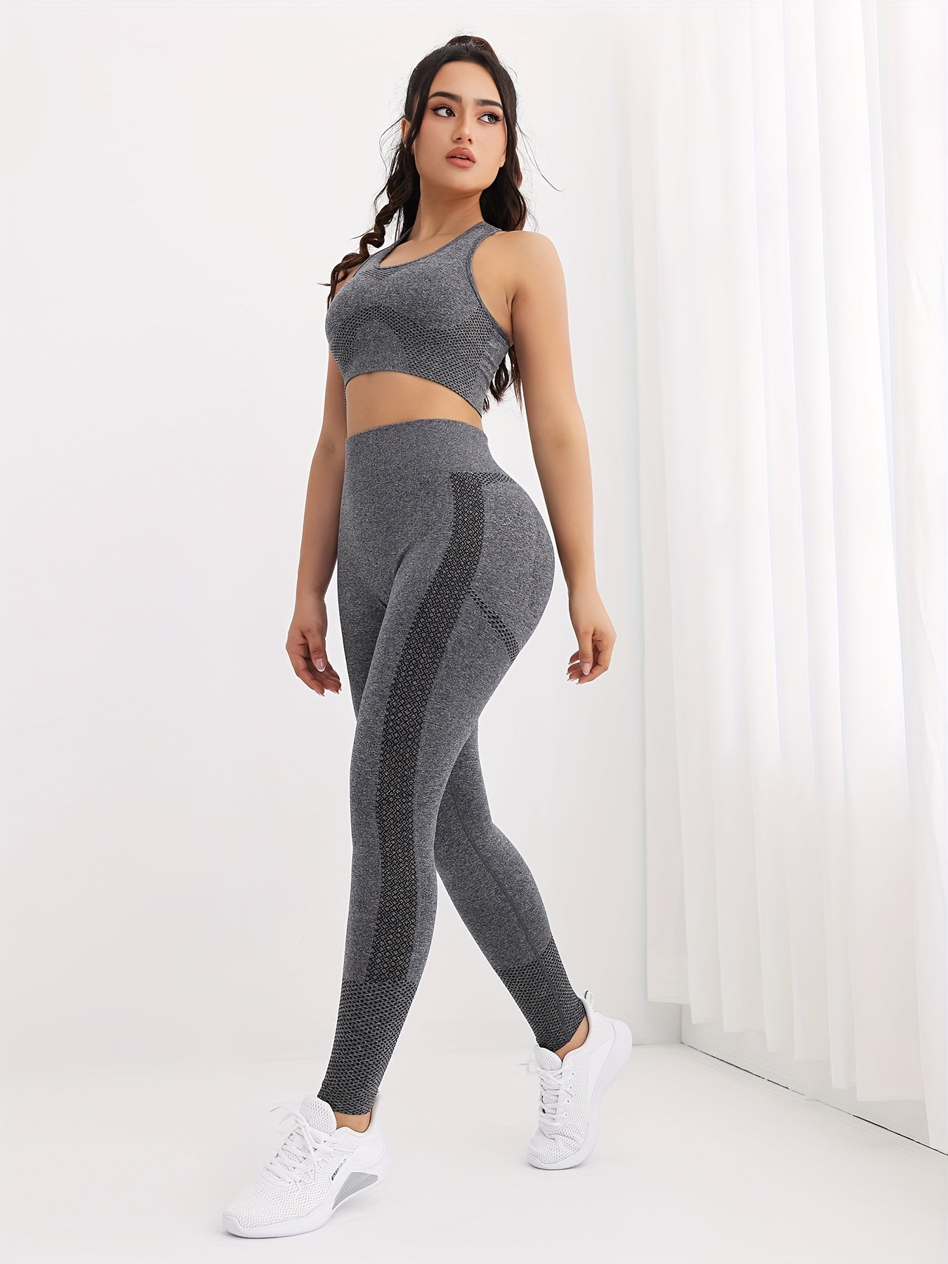 Slim Fit Yoga Set Crop Top & Seamless Fitness Pant Sports Suit