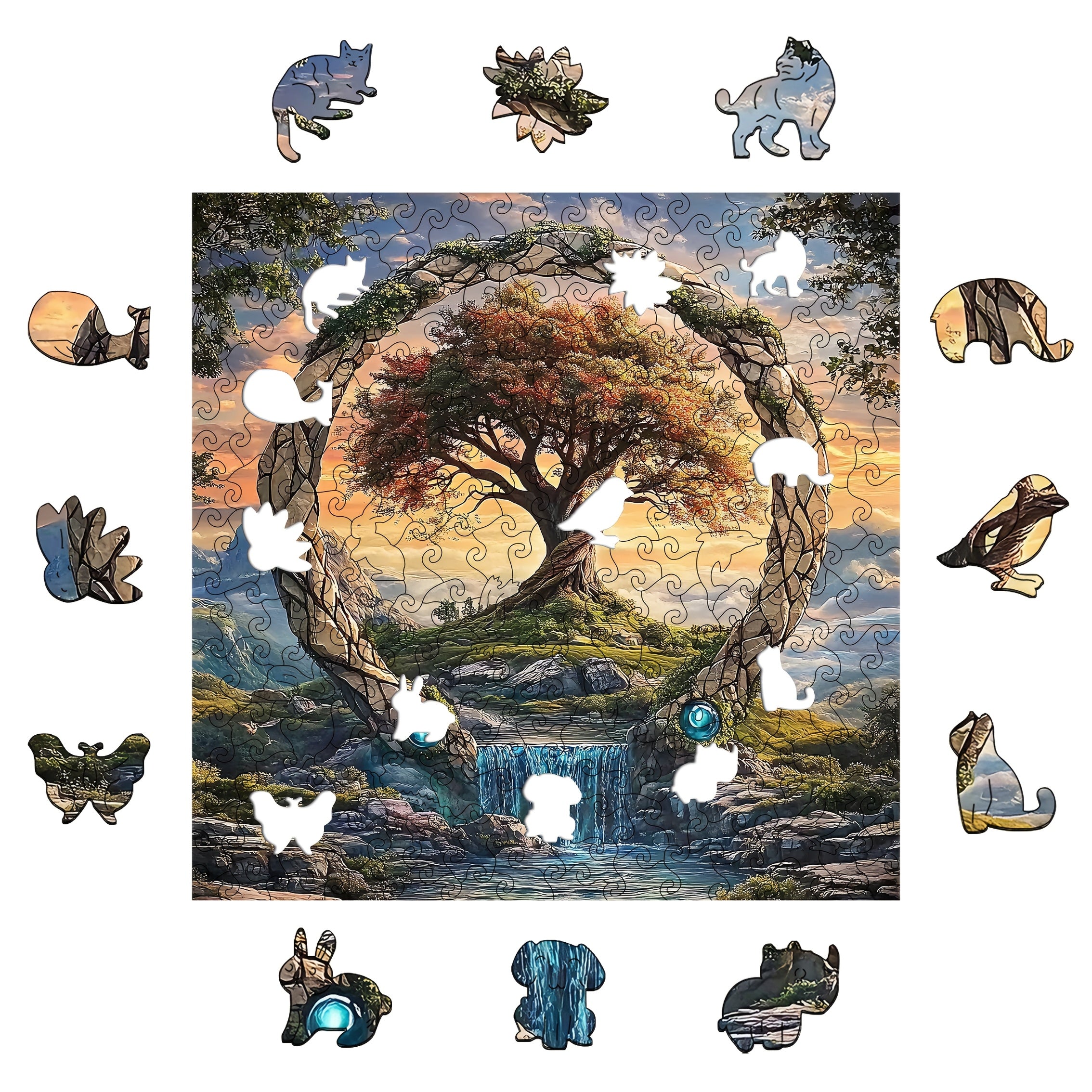 Fantasy Forest Wooden Puzzle High Difficulty Brain Teaser for Adults & Teens